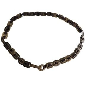 Chain Link Belt Womens 35 Inch Bronze Brown Rhinestone Boho Western Stretchy